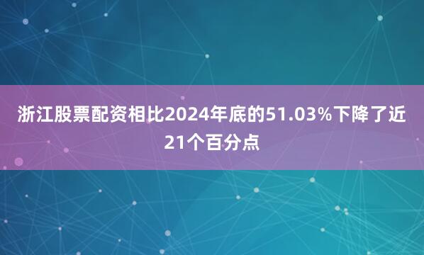 浙江股票配资相比2024年底的51.03%下降了近21个百分点